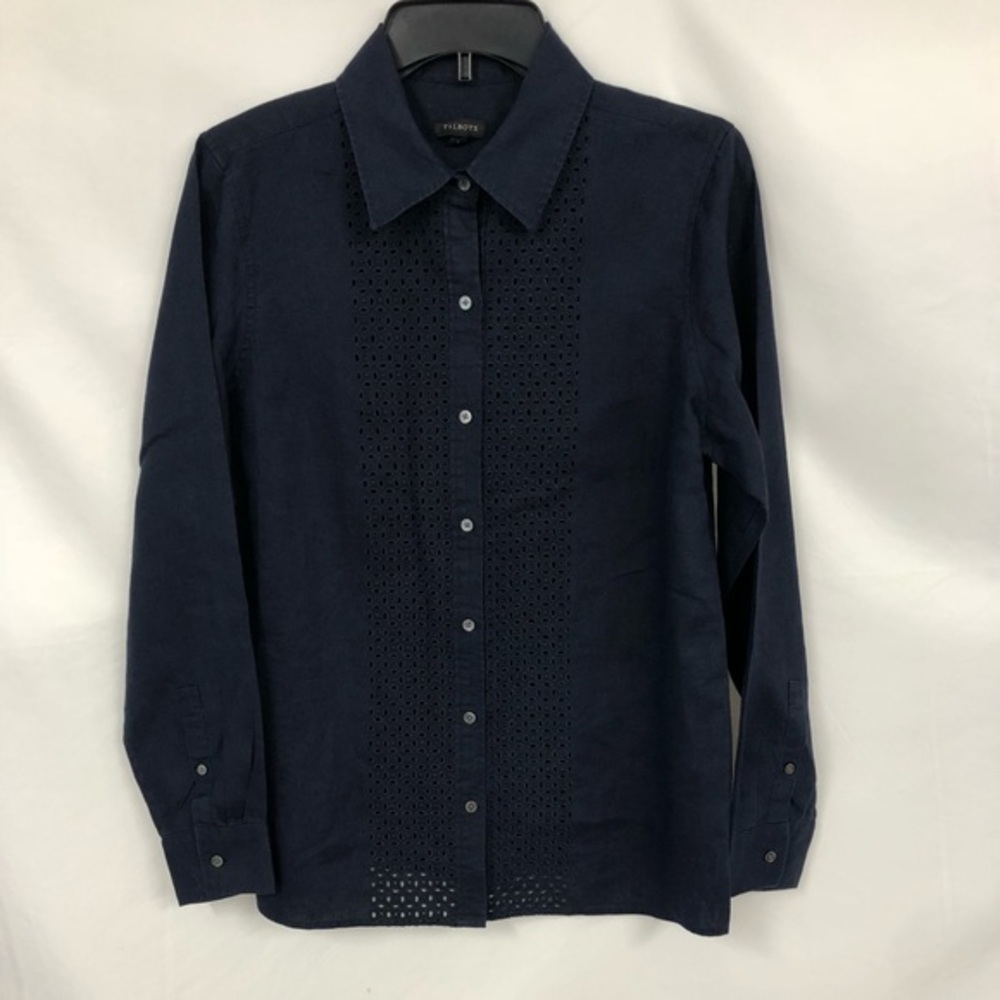 TALBOTS‎ NAVY LINEN BLOUSE S